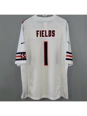 Chicago Bears #1 Justin Fields White Nike NFL On Field Away Football Jersey